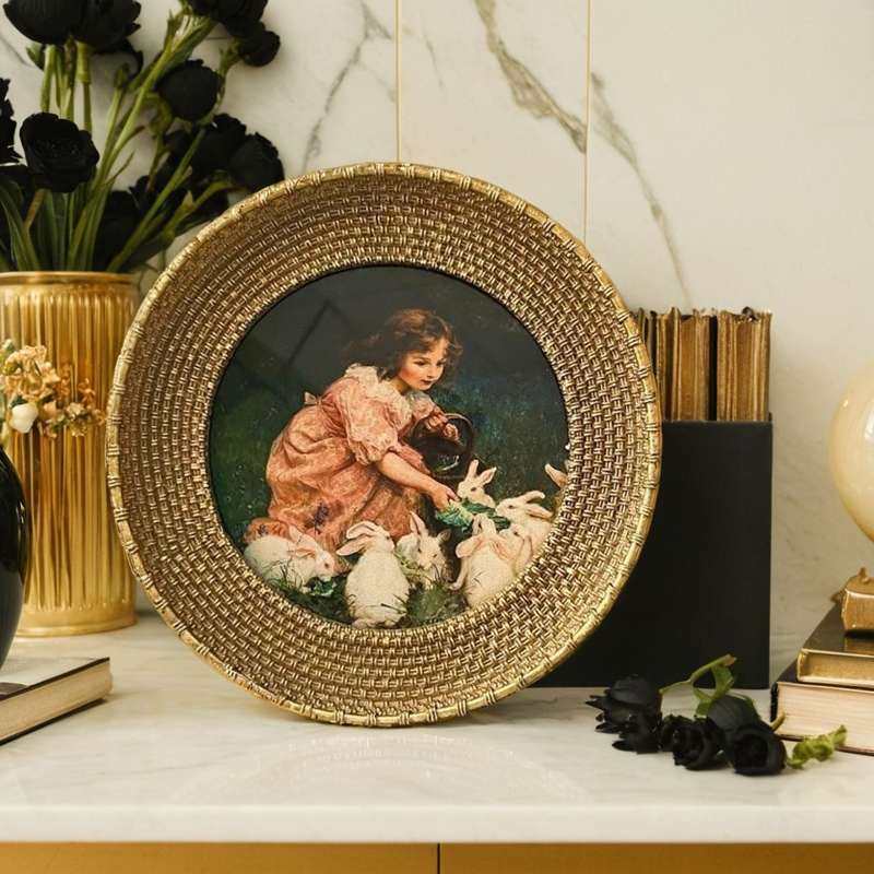 美法式古典复古花纹圆形人物轻奢画框客厅卧室桌面摆件油画装饰画,家居饰品,相框/画框,淘宝优惠券,粉丝福利购,淘宝优惠卷