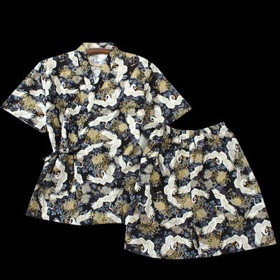 新款睡衣高档蒸情侣桑拿大亲子服码家居开衫潮亚麻服汗日式服女国