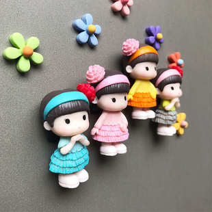 可爱小女孩人物冰箱贴一套 创意立体冰箱贴家居装饰磁贴磁力贴