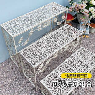 户外庭院铁艺花架室外花园阳台装饰阶梯墙角花架多层花盆置物架