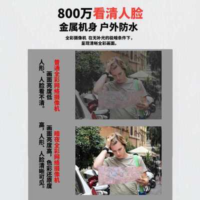 800万400万监控H265网格摄像头500万全彩人形POE对讲停车场人车