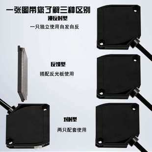 24V漫反射红外线接近感应光电开关12V对射三线反光板远距离传感器