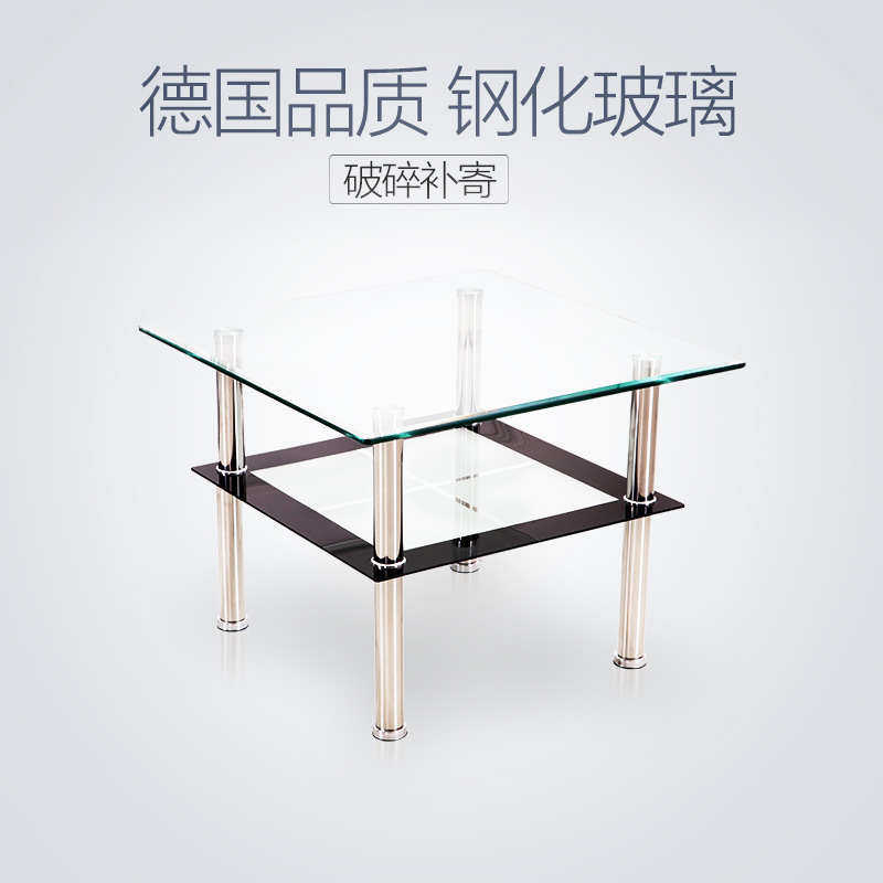 转角简约茶几沙发旁边小桌子迷你创意钢化玻璃简易客厅边几60cm高