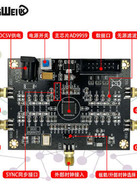 AD9959模块射频信号源多通道信号发生器 相位可调 性能远超AD9854