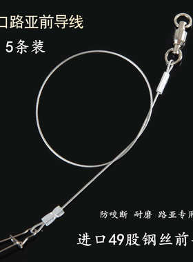 前导线进口路亚专用5条装 带别针船海钓钢丝线鱼线钓鱼耐磨防咬线