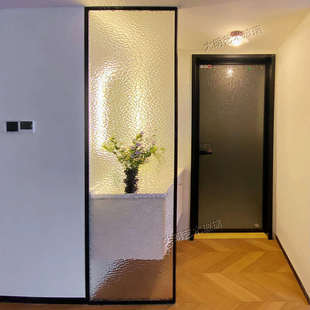 卫生间半墙超白银波纹石头纹钢化艺术玻璃隔断屏风厕所浴室洗手台