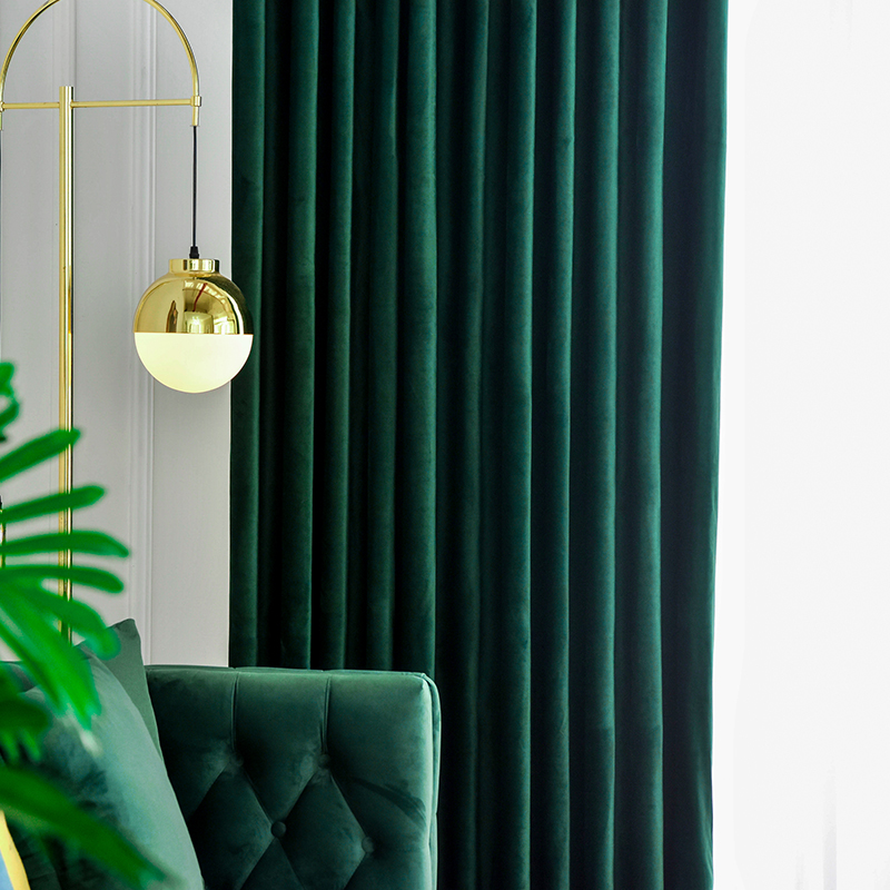 丝绒窗帘雾霾蓝卧室加厚天鹅绒绒布遮光简约现代轻奢客厅飘窗定制