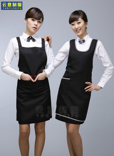 网咖啡西餐厅烘焙火锅美甲酒吧台酒店女服务员工作服围裙春秋装