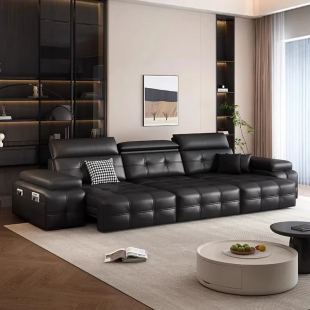 意式 轻奢劳伦斯真皮沙发小户型客厅可调节头枕电动功能伸缩沙发床