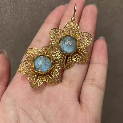 意大利安娜奶奶 碧空歌蕾丝镂空 耳钩