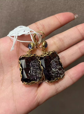 意大利CD 灰色小号蕾丝冰块 耳钩