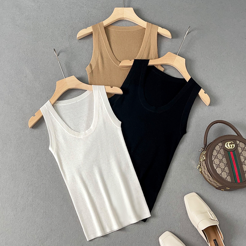 真丝羊绒羊毛无袖弹力修身背心