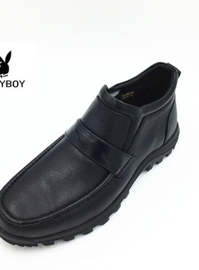 花花公子男鞋冬季新款商务休闲加绒保暖高帮皮棉鞋8525-201411-1