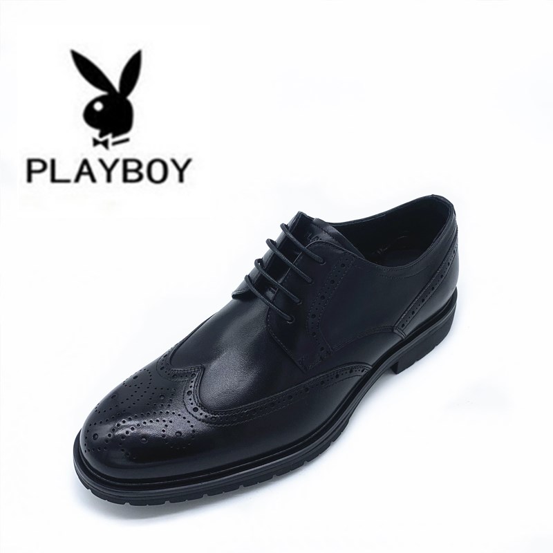 花花公子男鞋2022年春季新款商务正装皮鞋布洛克雕花皮鞋结婚鞋男