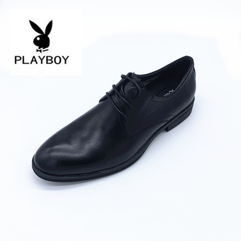 2019春季新款花花公子男鞋英伦商务正装皮鞋男真皮结婚鞋黑色经典