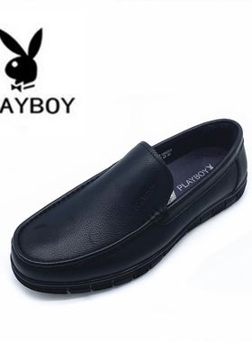 playboy花花公子男鞋套脚皮鞋2022年春秋商务休闲头层牛皮鞋低跟