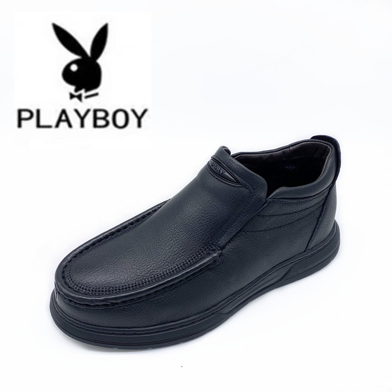 花花公子男鞋冬季商务休闲棉鞋加绒羊皮PC473282028 PC473282029