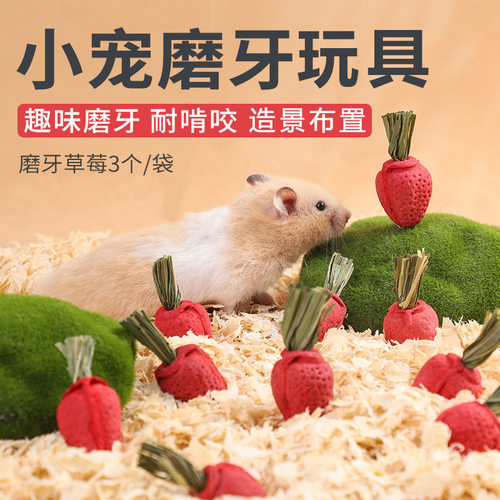 晶晶家仓鼠磨牙小草莓小动物磨牙石造景花枝鼠龙猫豚鼠解闷仓鼠