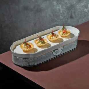 中餐会所创意干冰盘酒店意境菜餐具高档中式风餐厅摆盘特色凉菜盘