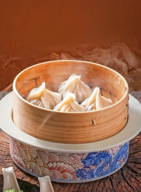 烤鸭饼皮蒸笼点心糕点加热底座发热包保温菜盘子蒸屉复古创意餐具