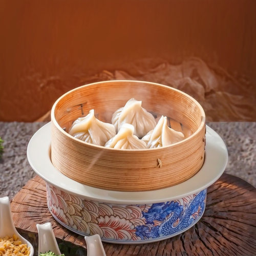 烤鸭饼皮蒸笼点心糕点加热底座发热包保温菜盘子蒸屉复古创意餐具