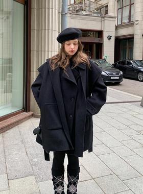 KERNEL COSMOS  博耐顿女校 多种穿法斗篷披肩澳毛双面呢大衣