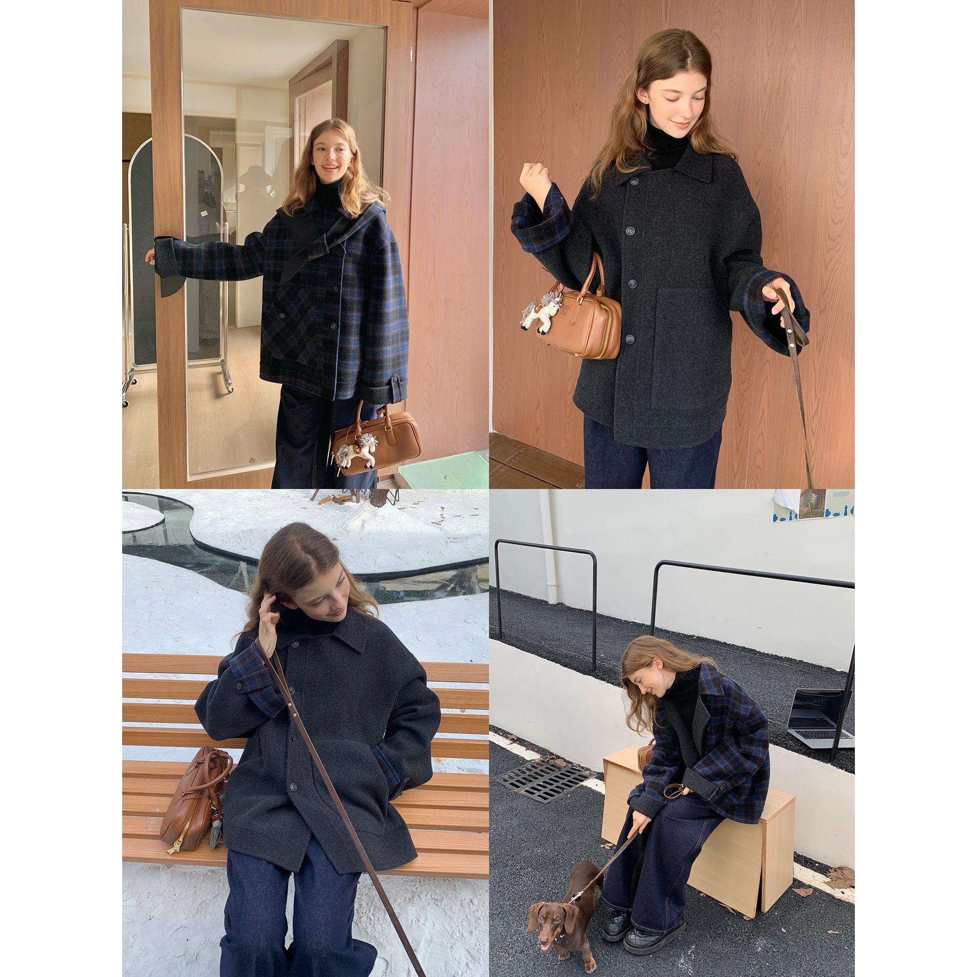 果核宇宙两面穿披肩连帽手工大衣