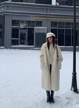 KERNEL COSMOS 苏黎情书 手工缝线冬季长款外套骆驼绒双面呢大衣