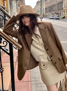 KERNEL COSMOS 鲁本斯周刊 设计感后背纽扣高级气质休闲西装外套