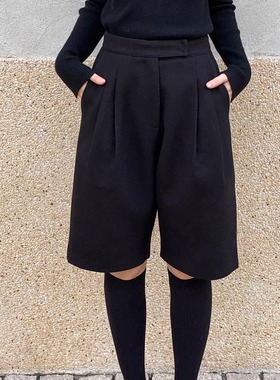 KERNEL COSMOS 巴赫小调 时髦老钱风A字毛呢显瘦百搭阔腿五分裤