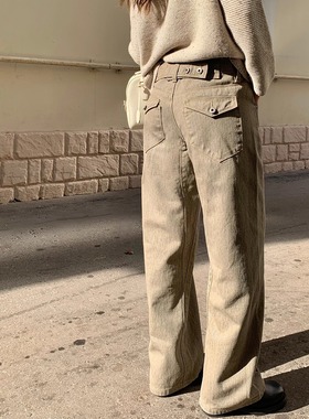 KERNEL COSMOS 布鲁塞深秋 砂洗复古老钱风后腰可调节通勤休闲裤