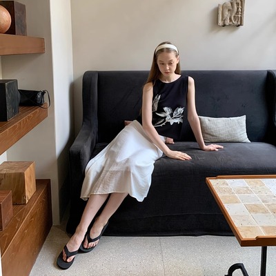 果核宇宙新中式植物花卉无袖背心