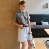 KERNEL 上衣 清爽学院撞色Polo双层领领条纹短袖 COSMOS 岛屿线谱