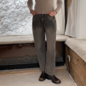 COSMOS 彼得旧街 重磅美式 KERNEL 直筒复古棕灰洗水做旧牛仔裤