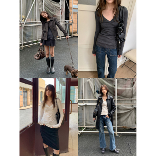 打底天丝上衣 长期主义JI简显瘦V领修身 KERNEL COSMOS氧气云感Tee