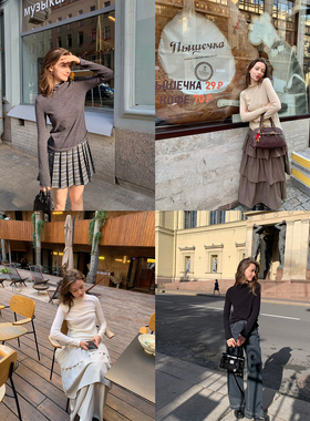 KERNEL COSMOS 秋冬内搭b备 四色绵羊毛打底衫纯色卷边百搭针织衫