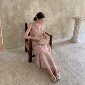 KERNEL 烧花后背镂空连衣裙 温柔氛围感新中式 COSMOS 桃雾春诗