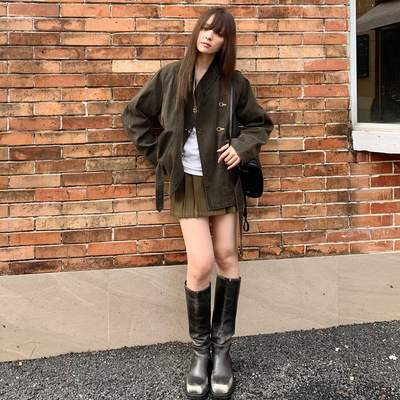 果核宇宙重工做旧砂洗飞机扣夹克