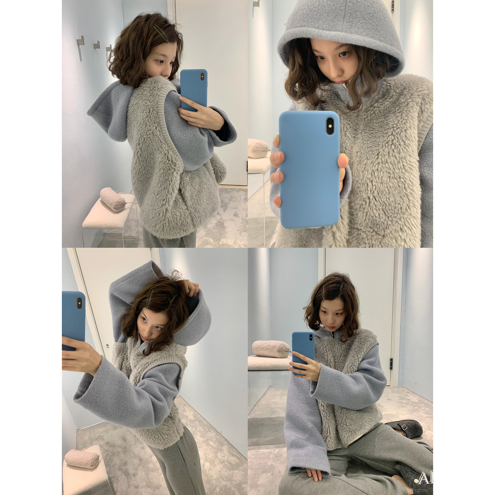 果核宇宙叠穿假两件软糯羊毛外套