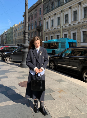 KERNEL COSMOS 彼得堡古董店 珍藏版~定制扣明线西装外套半裙套装