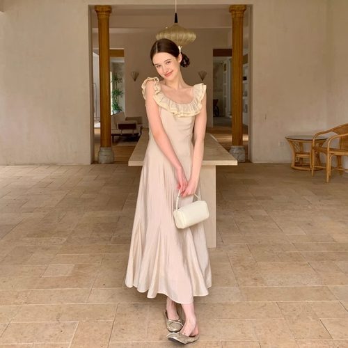 果核宇宙气质荷叶边温柔显瘦长裙