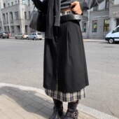 KERNEL 格纹半身裙两件套 设计感A字开叉西装 COSMOS 马林斯音乐会