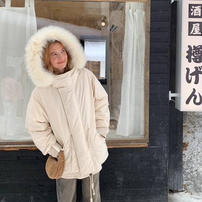 果核宇宙可拆卸真毛领派克羽绒服