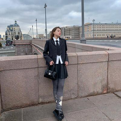 果核宇宙K字刺绣拼色羊毛西装