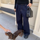 COSMOS 松弛漫调 复古回潮丹宁直筒高腰阔腿裤 KERNEL 百搭牛仔裤