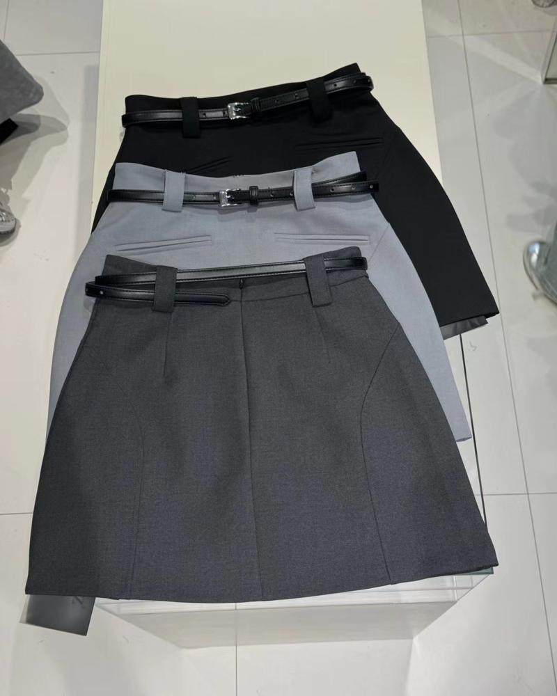 DVZ欧洲站2024秋季简约百搭休闲清新半身裙高腰显瘦包臀A字裙子女