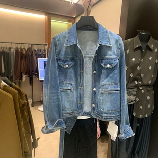 高品质欧韩风复古老钱风牛仔外套女短款蓝色夹克小众款气质外套潮
