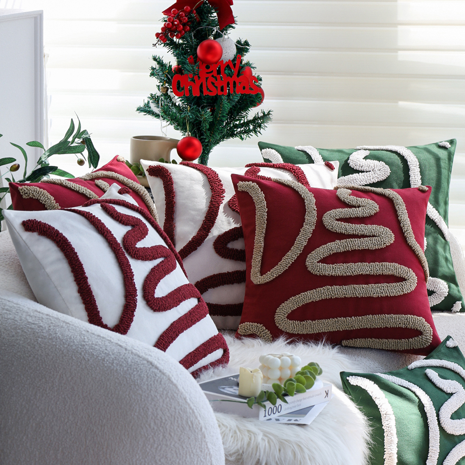 圣诞节新年法式抱枕套高级感抱枕中古风靠垫客厅沙发床上靠枕车用