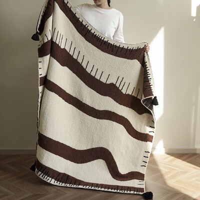 A类美拉德中古艺术毛毯沙发盖毯办公室午睡毯半边绒午休毯披毯