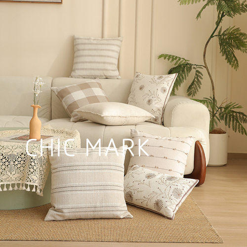 日式亚麻原色沙发抱枕靠垫套客厅靠枕床头大号靠背枕抱枕套不含